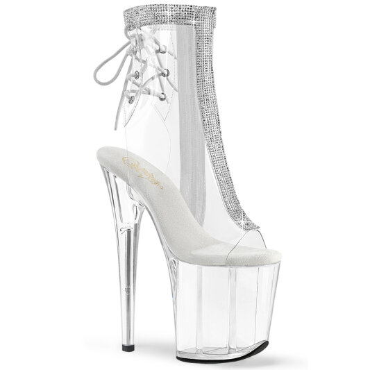 Pleaser FLAMINGO-1018C-2RS Stivaletti Con Plateau Trasparente Strass Trasparente EU-41 / US-11