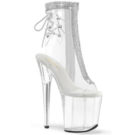 Pleaser FLAMINGO-1018C-2RS Stivaletti Con Plateau Trasparente Strass Trasparente EU-41 / US-11