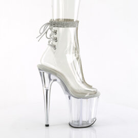 Pleaser FLAMINGO-1018C-2RS Stivaletti Con Plateau Trasparente Strass Trasparente EU-41 / US-11
