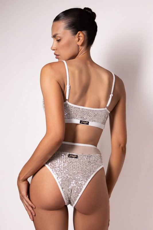 Polerina Shorts Nixa Paillettes Argento XL