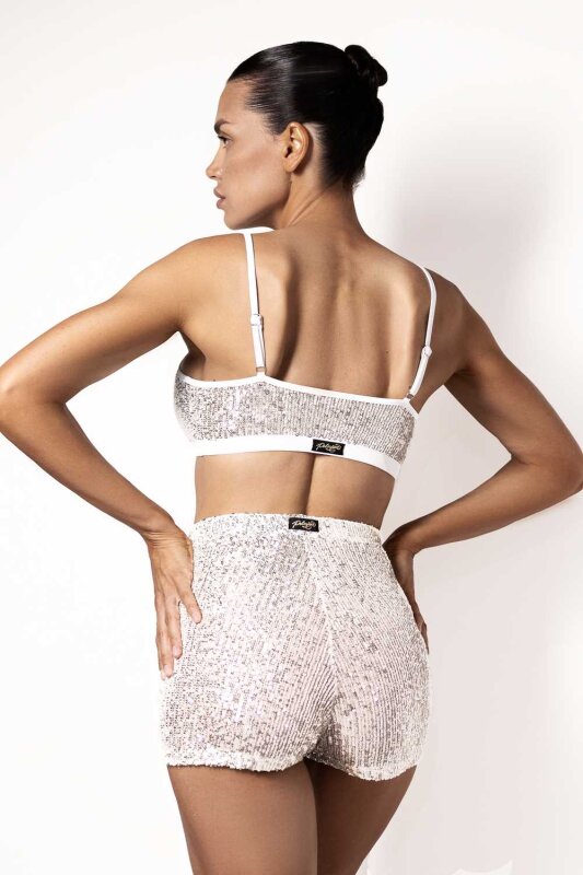 Polerina Bike Shorts Paillettes Argento