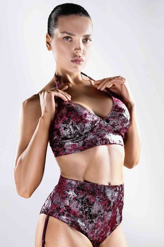 Polerina Top Bikini Velvet Bordeaux/Argento