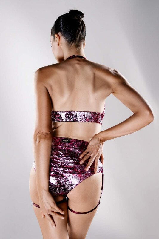 Polerina Shorts Bikini Velvet Bordeaux/Argento