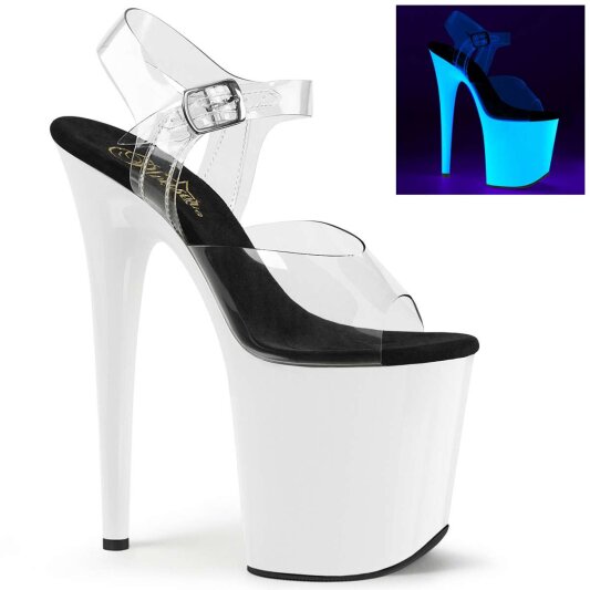 Pleaser Sandali FLAMINGO-808UV Trasparente/Bianco Neon EU-36 / US-6