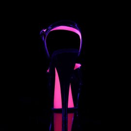 Pleaser Sandali KISS-209TT Vernice Nero/Nero-Rosa Acceso Neon EU-36 / US-6