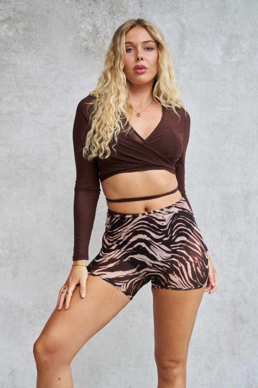 Lunalae Shorts High Waist Gianna Mesh Zebra M