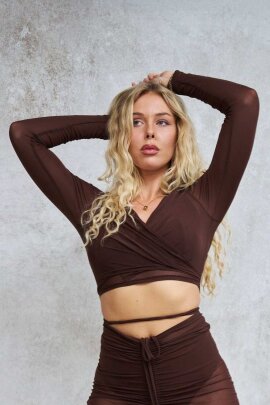 Lunalae Top Sienna Wrap Around Mesh Cioccolato M