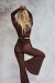 Lunalae Pantaloni Sienna Mesh Flare Cioccolato S