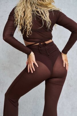 Lunalae Pantaloni Sienna Mesh Flare Cioccolato L