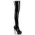 Pleaser KISS-3000 Stivali Sopra Il Ginocchio - Vernice Elasticizzato Nero/Nero EU-37 / US-7