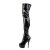 Pleaser KISS-3000 Stivali Sopra Il Ginocchio - Vernice Elasticizzato Nero/Nero EU-38 / US-8