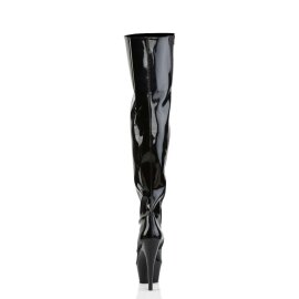 Pleaser KISS-3010 Stivali Sopra Il Ginocchio - Vernice Nero/Nero EU-37 / US-7