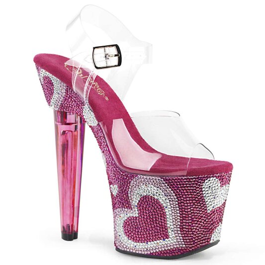 Pleaser Sandali LOVESICK-708HEART Trasparente/Rosa Acceso-Strass EU-35 / US-5