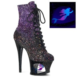 Pleaser Stivaletti MOON-1020MER Viola-Blu Ombre GlitterNero/Nero EU-35 / US-5