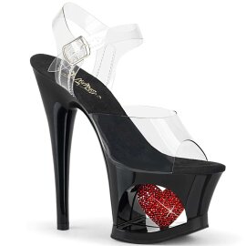 Pleaser Sandali MOON-708HRS Trasparente/Nero Rosso Strass...