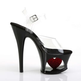 Pleaser Sandali MOON-708HRS Trasparente/Nero Rosso Strass EU-37 / US-7