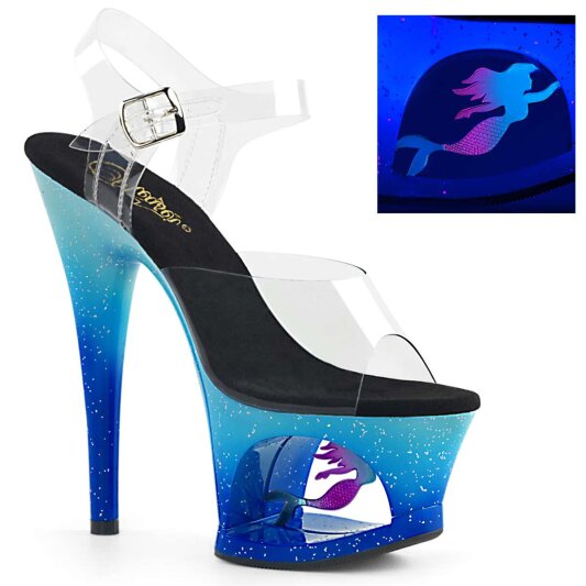 Pleaser Sandali MOON-708MER Trasparente/Blu Ombre EU-35 / US-5