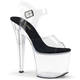 Pleaser Sandali RADIANT-708 Trasparente-Nero/Trasparente...