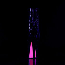 Pleaser Stivaletti SKY-1020TT Vernice Nero/Nero-Rosa Acceso Neon EU-35 / US-5