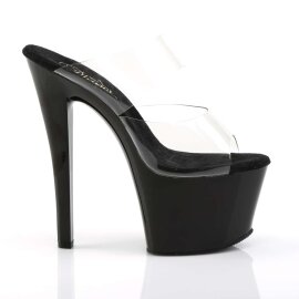 Pleaser Mules SKY-302 Trasparente/Nero EU-35 / US-5