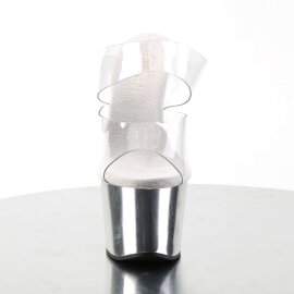Pleaser Mules SKY-302 Trasparente/Argento Cromato EU-35 /...