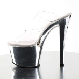 Pleaser Mules SKY-302 Trasparente/Argento Cromato EU-35 / US-5