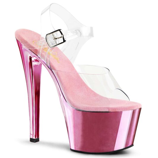 Pleaser Sandali SKY-308 Trasparente/Rosa Baby Cromato EU-42 / US-12