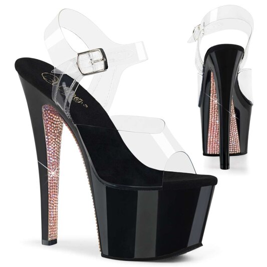 Pleaser Sandali SKY-308CRS Trasparente/Nero-Champagne Strass EU-35 / US-5