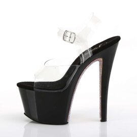 Pleaser Sandali SKY-308CRS Trasparente/Nero-Champagne Strass EU-35 / US-5