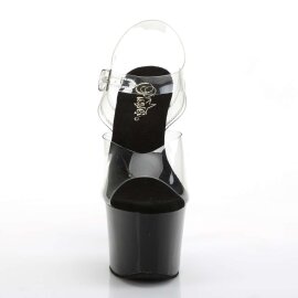 Pleaser Sandali SKY-308CRS Trasparente/Nero-Argento Strass EU-35 / US-5