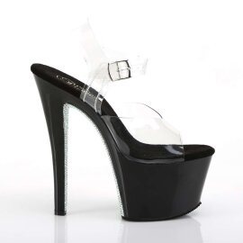 Pleaser Sandali SKY-308CRS Trasparente/Nero-Argento Strass EU-35 / US-5