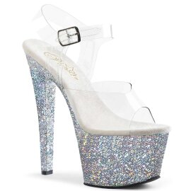 Pleaser Sandali SKY-308LG Trasparente/Argento Multi...