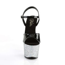 Pleaser Sandali SKY-309LG Vernice Nero/Argento Multi Glitter EU-35 / US-5