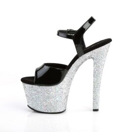 Pleaser Sandali SKY-309LG Vernice Nero/Argento Multi Glitter EU-35 / US-5