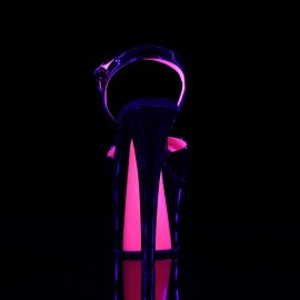 Pleaser Sandali SKY-309TT Vernice Nero/ Nero-Neon Rosa Acceso EU-37 / US-7