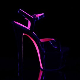 Pleaser Sandali SKY-309TT Vernice Nero/ Nero-Neon Rosa Acceso EU-37 / US-7