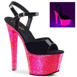 Pleaser Sandali SKY-309UVLG Vernice Nero/ Neon Rosa...