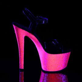 Pleaser Sandali SKY-309UVLG Vernice Nero/ Neon Rosa Acceso Glitter EU-35 / US-5
