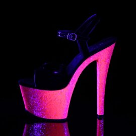 Pleaser Sandali SKY-309UVLG Vernice Nero/ Neon Rosa Acceso Glitter EU-37 / US-7