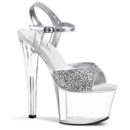 Pleaser Sandali SKY-310 Argento Glitter/Trasparente EU-41 / US-11