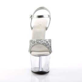 Pleaser Sandali SKY-310 Argento Glitter/Trasparente EU-35...