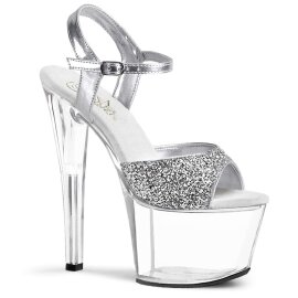 Pleaser Sandali SKY-310 Argento Glitter/Trasparente EU-37...