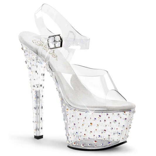 Pleaser Sandali STARDANCE-708 Trasparente/Trasparente-Argento Strass EU-37 / US-7