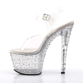 Pleaser Sandali STARDANCE-708 Trasparente/Trasparente-Argento Strass EU-37 / US-7