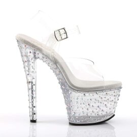 Pleaser Sandali STARDANCE-708 Trasparente/Trasparente-Argento Strass EU-37 / US-7