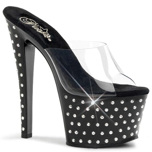 Pleaser Mules STARDUST-701 Trasparente/Nero EU-35 / US-5