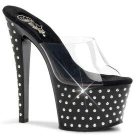 Pleaser Mules STARDUST-701 Trasparente/Nero EU-35 / US-5