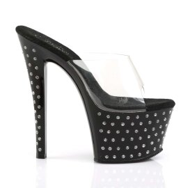 Pleaser Mules STARDUST-701 Trasparente/Nero EU-35 / US-5