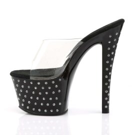 Pleaser Mules STARDUST-701 Trasparente/Nero EU-37 / US-7