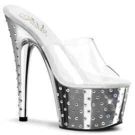 Pleaser Mules STARDUST-701 Trasparente/Argento Cromato...
